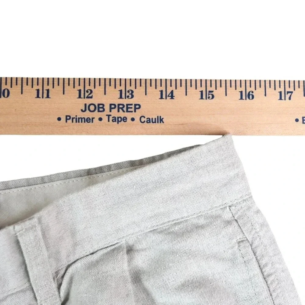 Club Room || Men's Regular Fit Linen Flat Front Shorts Natural Khaki Size 34